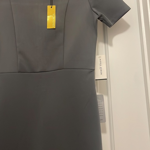 NWT Alexia Admor Scuba Midi Sheath Dress Castle Grey Size XS - Picture 2 of 4